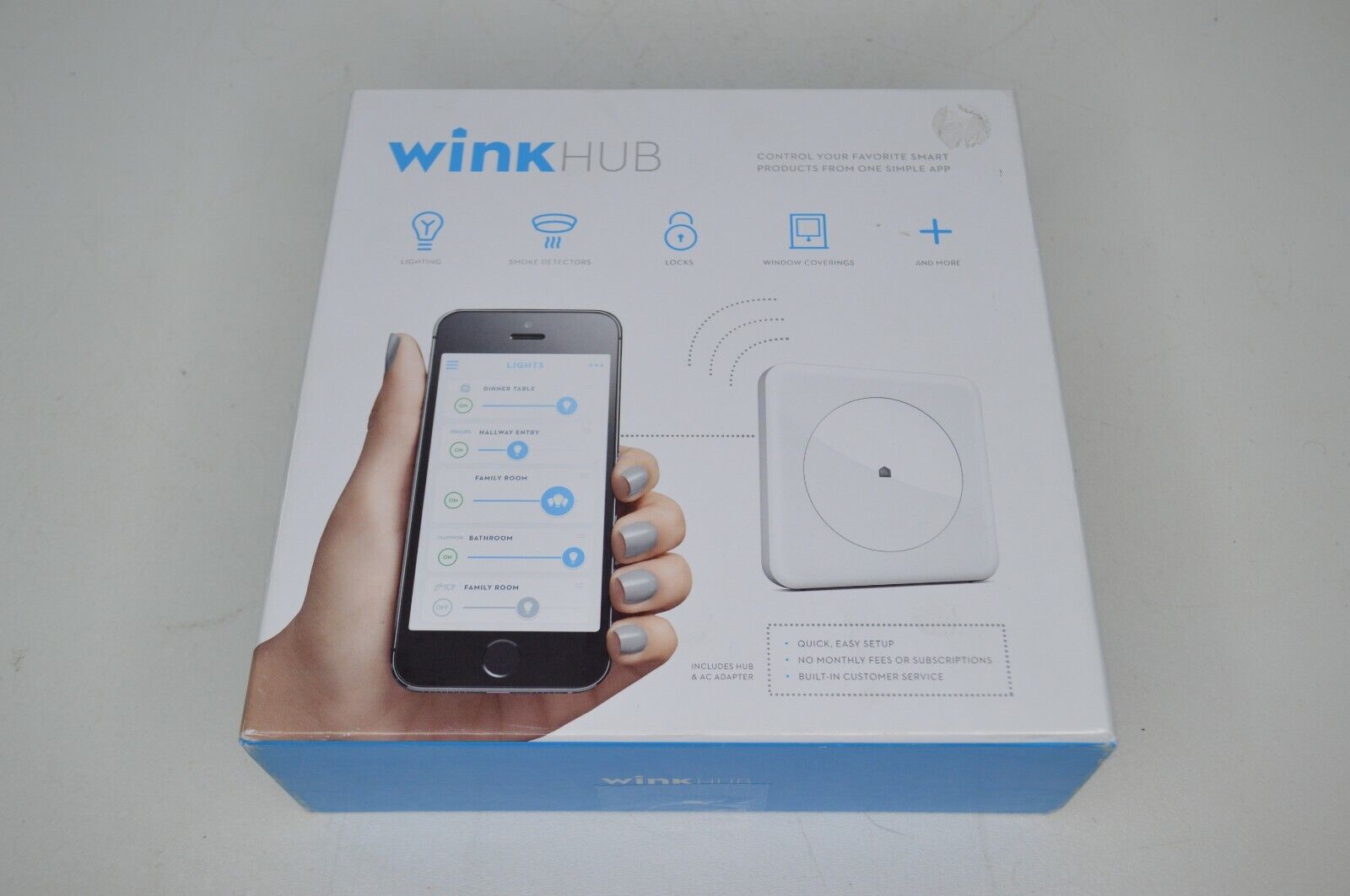 Wink Hub 1 Pwhub-wh01 Smart Home Control App Bluetooth Wifi Open Box