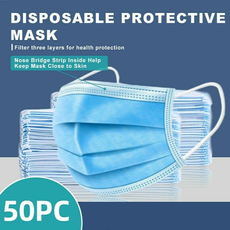 [50 Pcs]3-ply Disposable Face Mask Non-medical Surgical Face Mouth Cover Laship