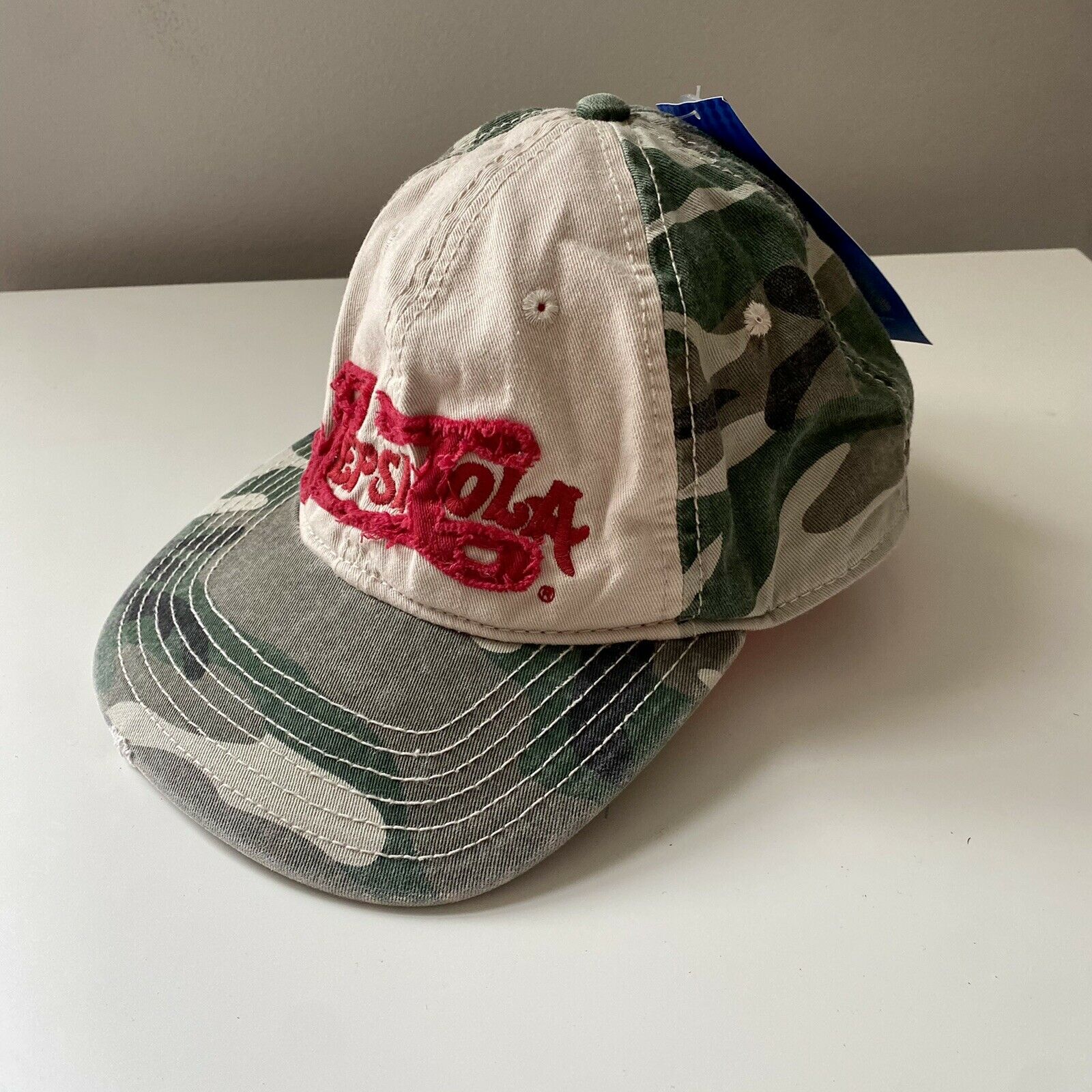New Pepsi Cola Camouflage Hat Soda Pop Script Logo Snap Back Hat Cap
