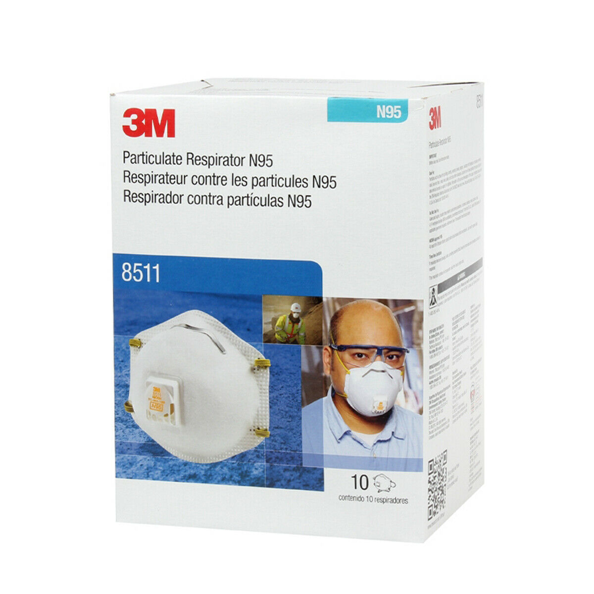 3m 8511 N95 Particulate Respirator W/exhalation Valve 10 Masks/box, Exp. 02/2026
