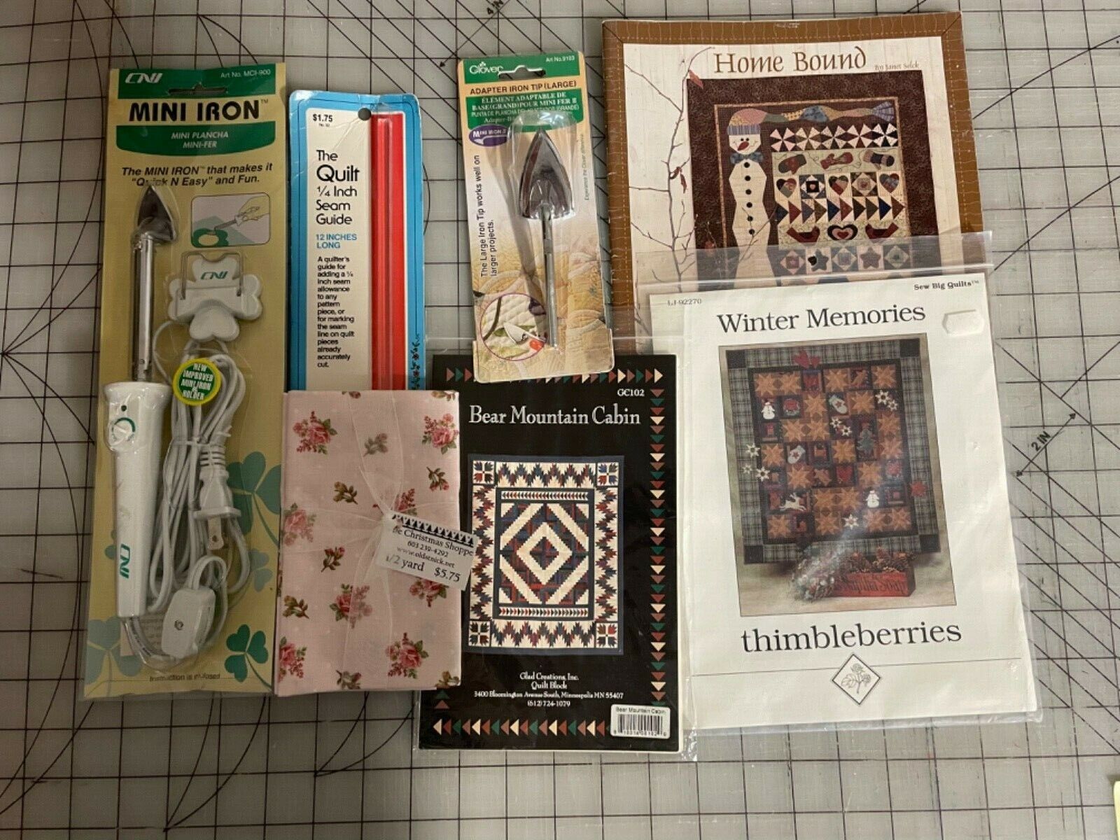 Clover Mini Iron And Adapter, Thimbleberries Winter Memories +others, Fabric