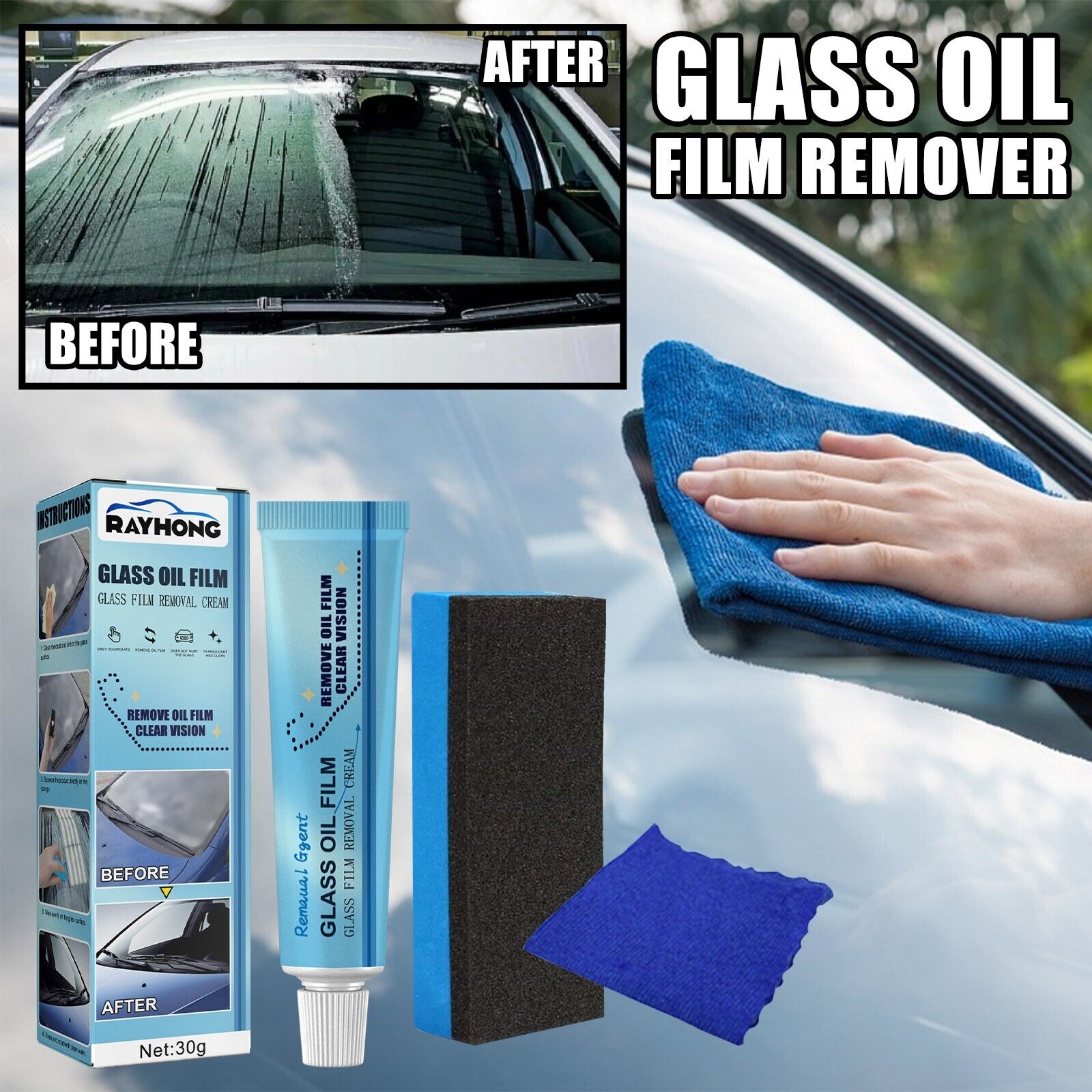 Car Glass Oil Film Cleaner Glass Film Removal Glass Oil Film Removing Paste Car