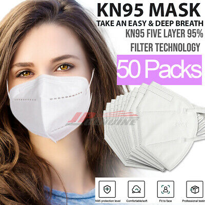 Kn95 Protective 5 Layers Face Mask [50 Pack] Bfe 95% Pm2.5 Disposable Respirator