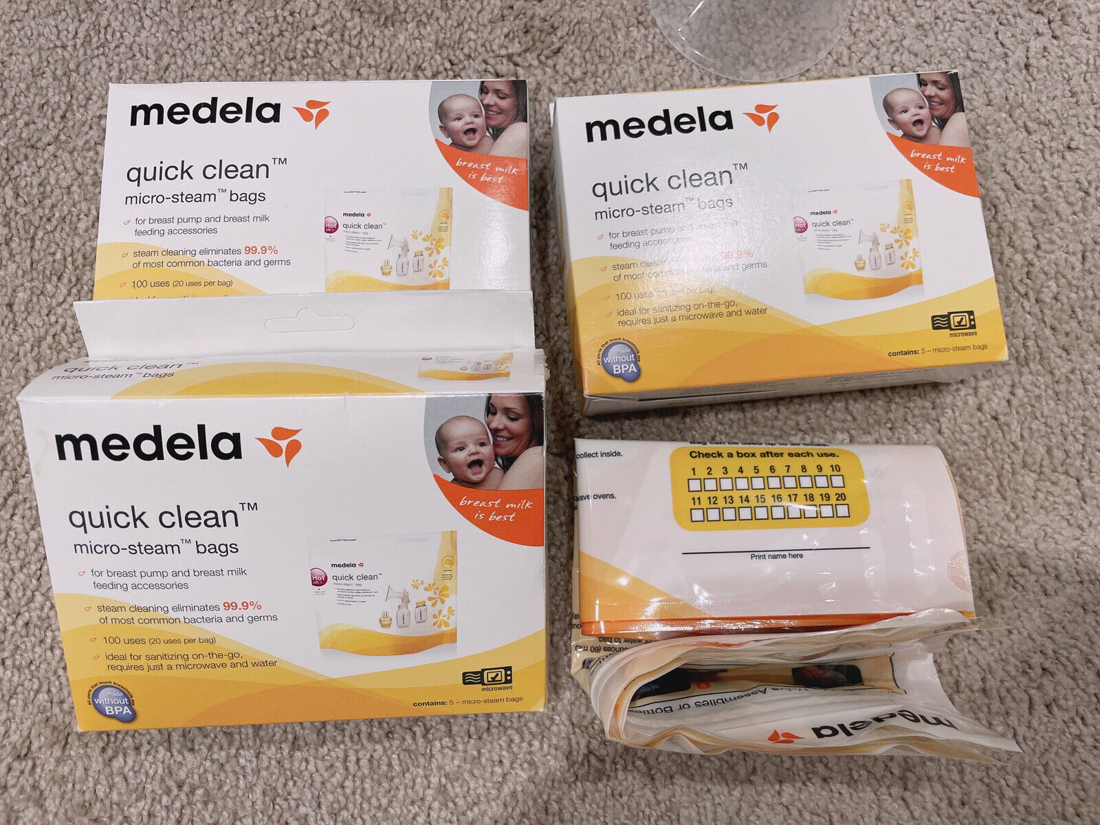 Medela Quick Clean Micro Steam Bags 18 Count New Bpa Free  100 Uses