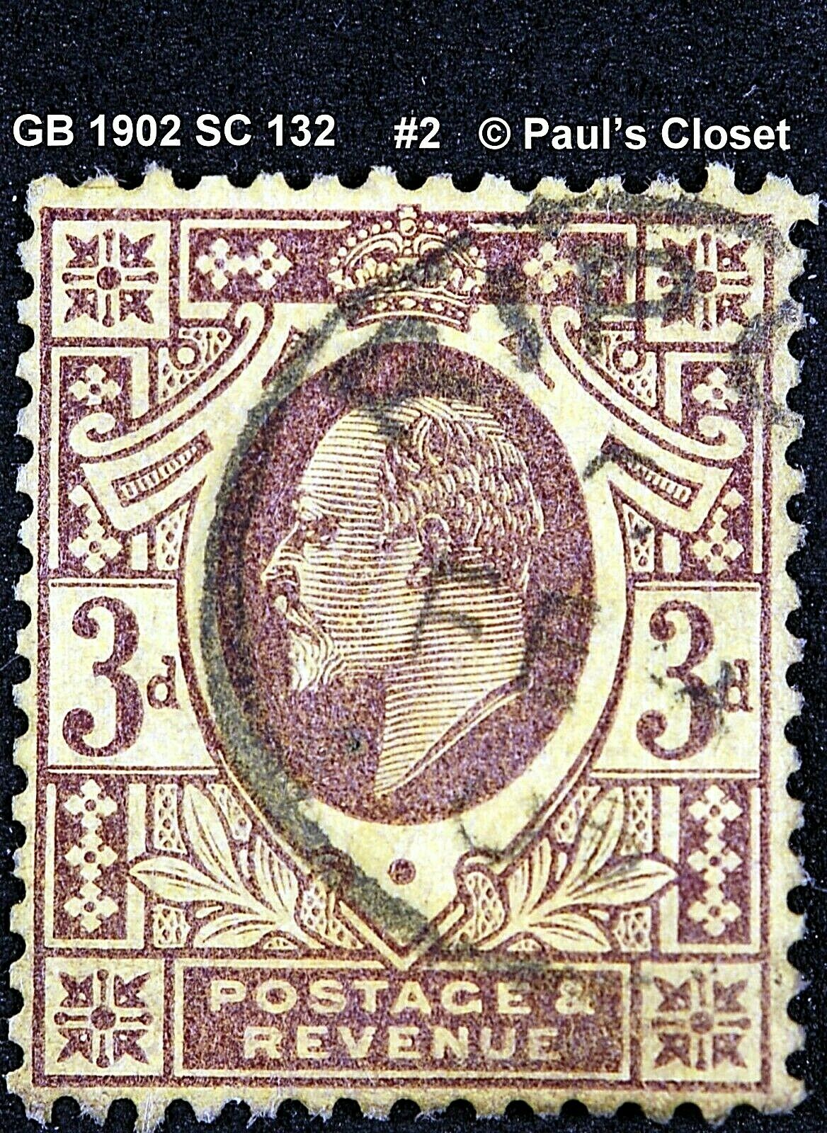 Gb 1902 Sc 132 King Edward Vii Purple On Yellow Paper 3p Ung Hand Cnx F/vf #2