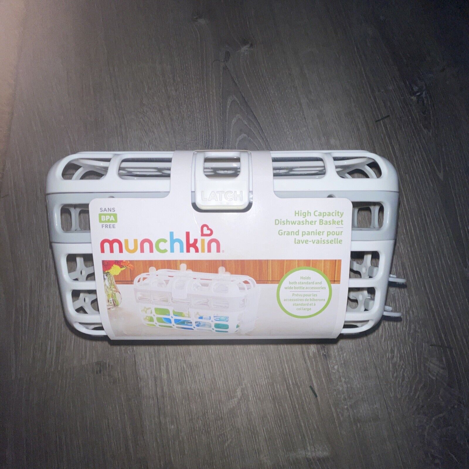 Munchkin High Capacity Dishwasher Basket White & Gray New