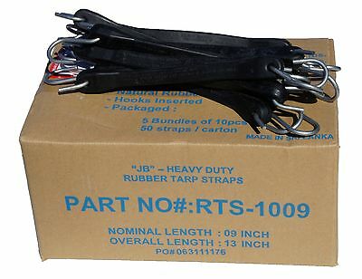50 9" Jb Heavy Duty Natural Rubber Tarp Strap Tarp Tie Downs, Straps & Bungees