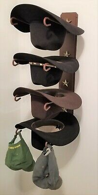 American Made Cowboy Hat Rack With Stars Powder Coated Rust