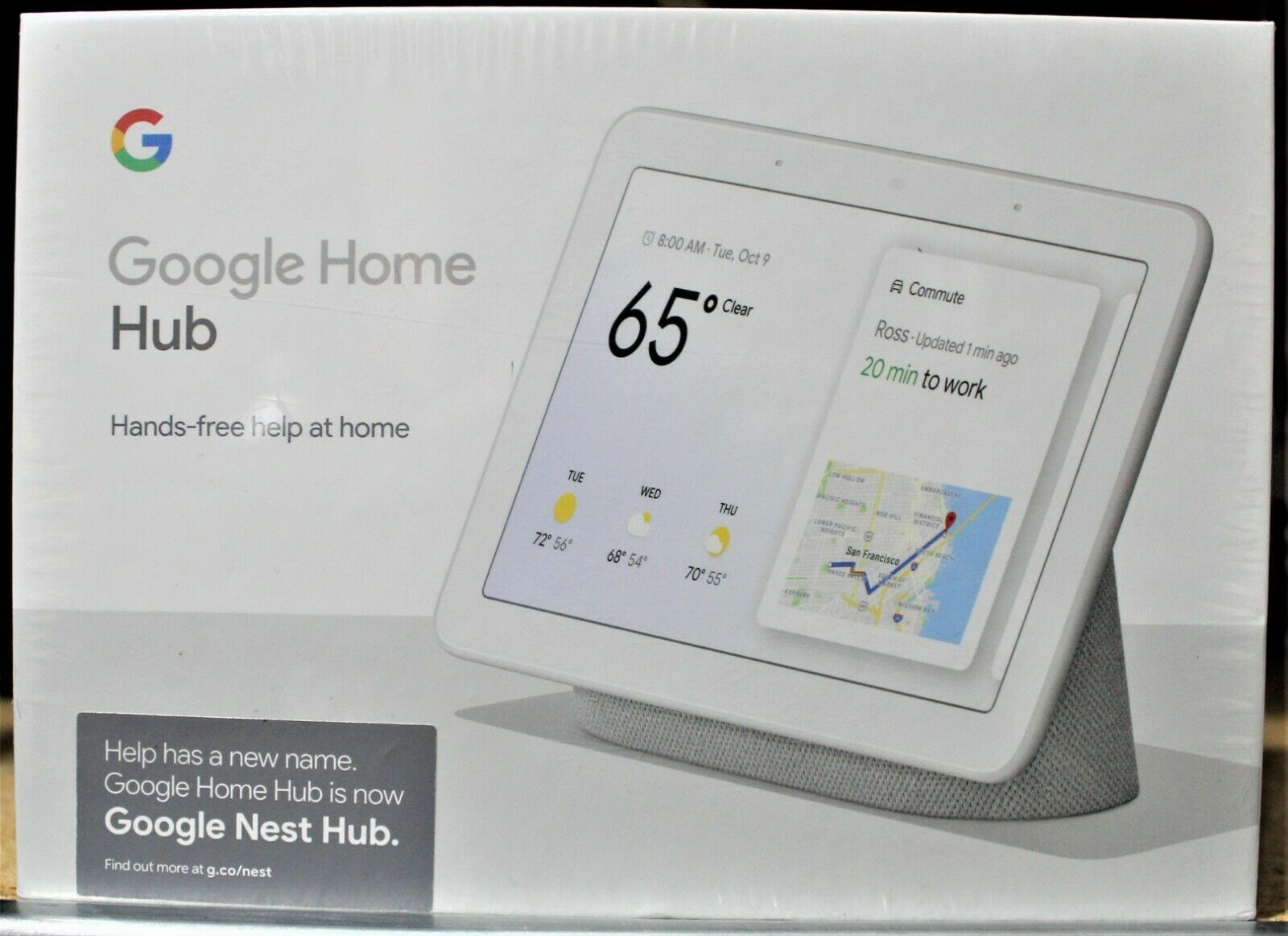 Google Nest Hub With Built-in Google Assistant - Chalk - #ga00516-us