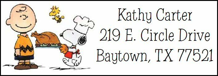 Snoopy & Charlie Brown Thanksgiving -  Return Address Labels!