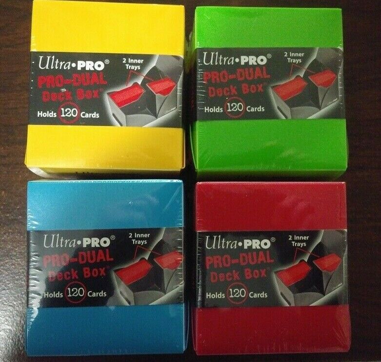 4 Lot - Ultra Pro Red Blue Green Yellow Pro-dual Deck Boxes Mtg Pokémon Yu-gi-oh