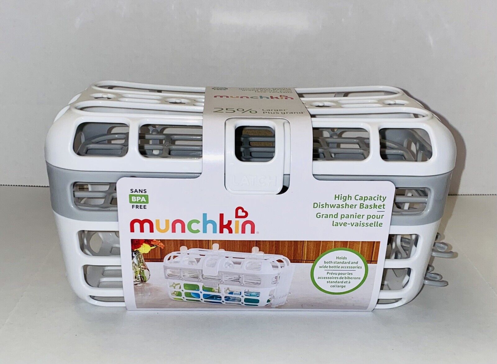 Munchkin High Capacity Dishwasher Basket  Special Design 1 Pack Grey