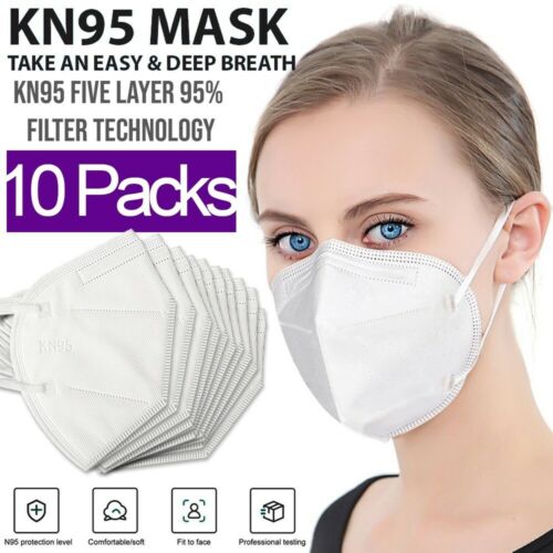 Kn95 Protective 5 Layers Face Mask [10 Pack] Bfe 95% Pm2.5 Disposable Respirator