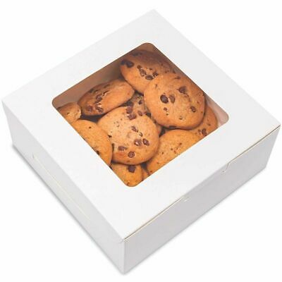 50x Pastry Bakery Box With Window For Cookies Cupcakes Donuts Muffins 6x6x2.5"