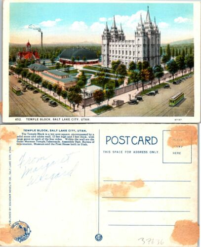 Salt Lake City Ut Temple Block Postcard Used (37636)