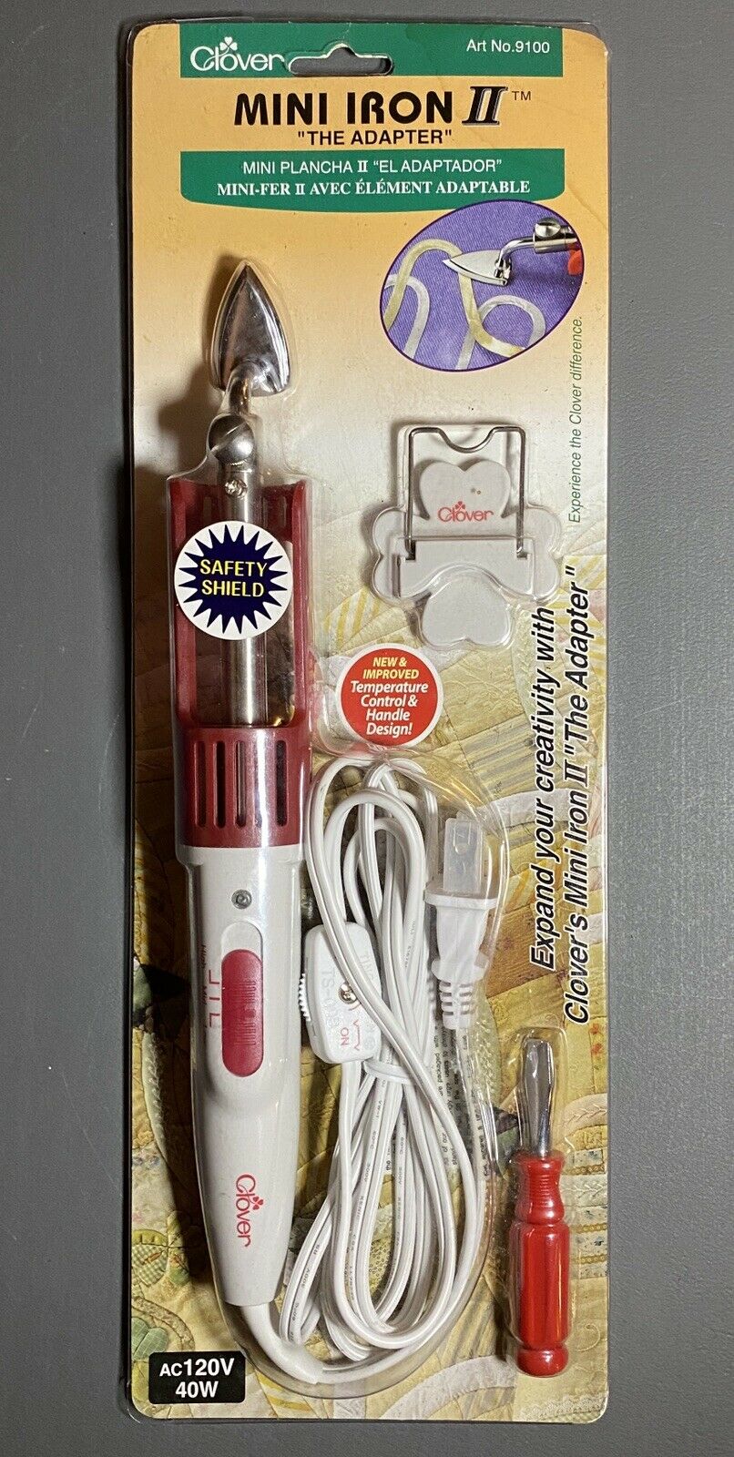 New Clover Mini Iron Ii "the Adapter" For Sewing, Quilting & Crafting 9100 Nip