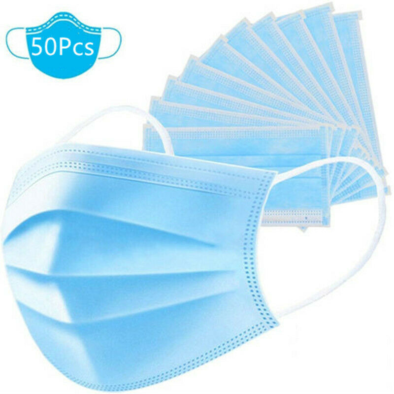 50 Pcs Face Mask Non Medical Surgical Disposable 3-ply Earloop Mouth Cover